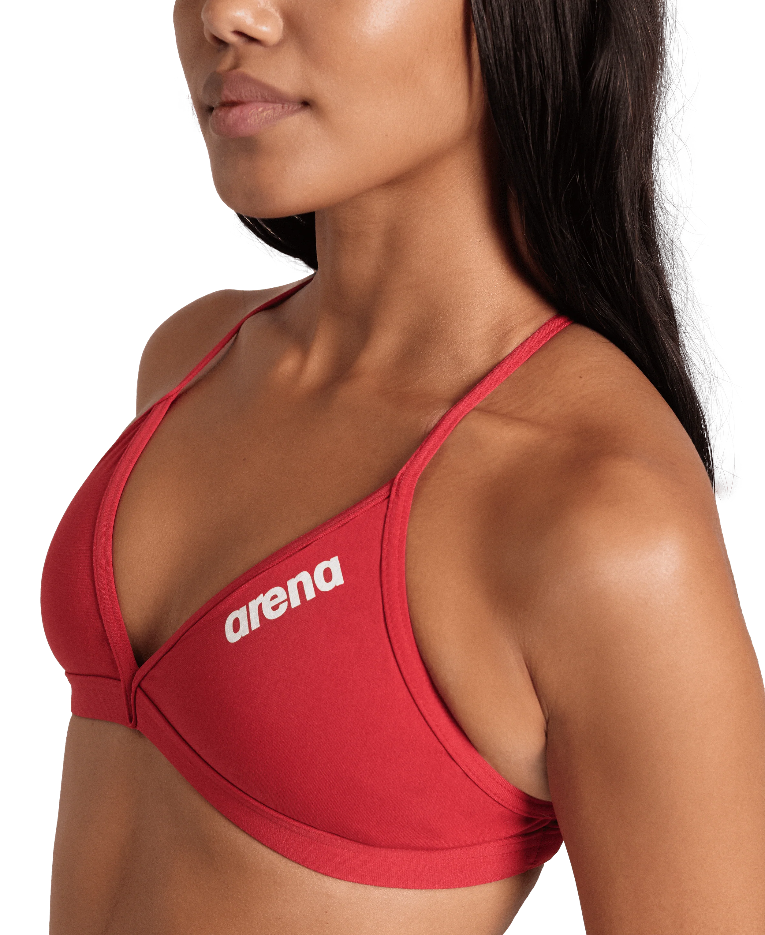 women's team swim top tie back solid